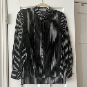 Striped and polka dot silk blouse